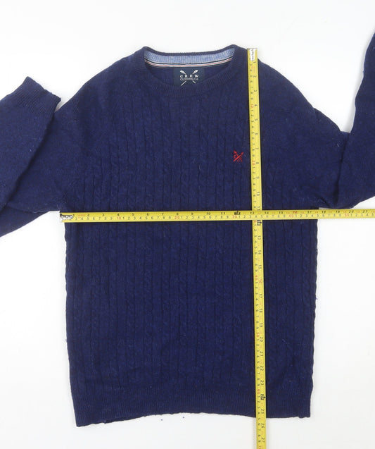Crew Clothing Co Men’s Blue Cable-Knit Wool Jumper L