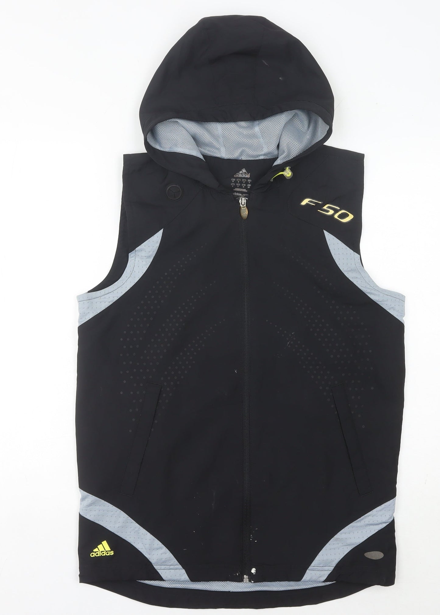 Adidas Men's Black S Sleeveless Hooded Windbreaker Sports Jacket