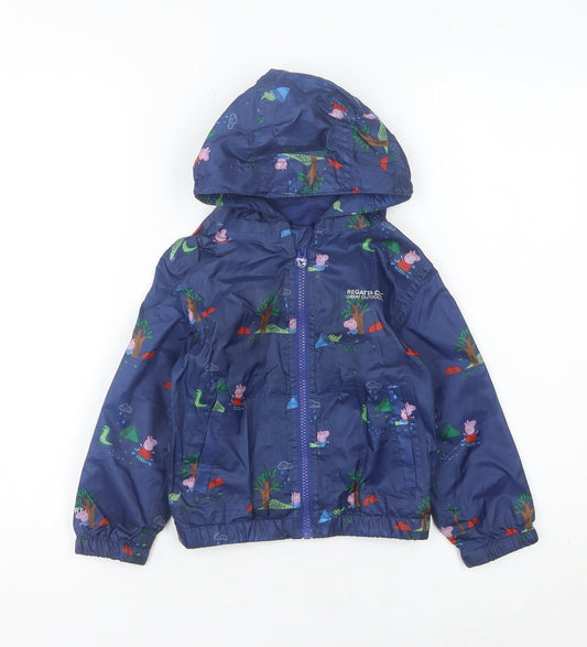 Regatta Boys Blue Peppa Pig Waterproof Rain Coat Jacket 3 Years Hooded