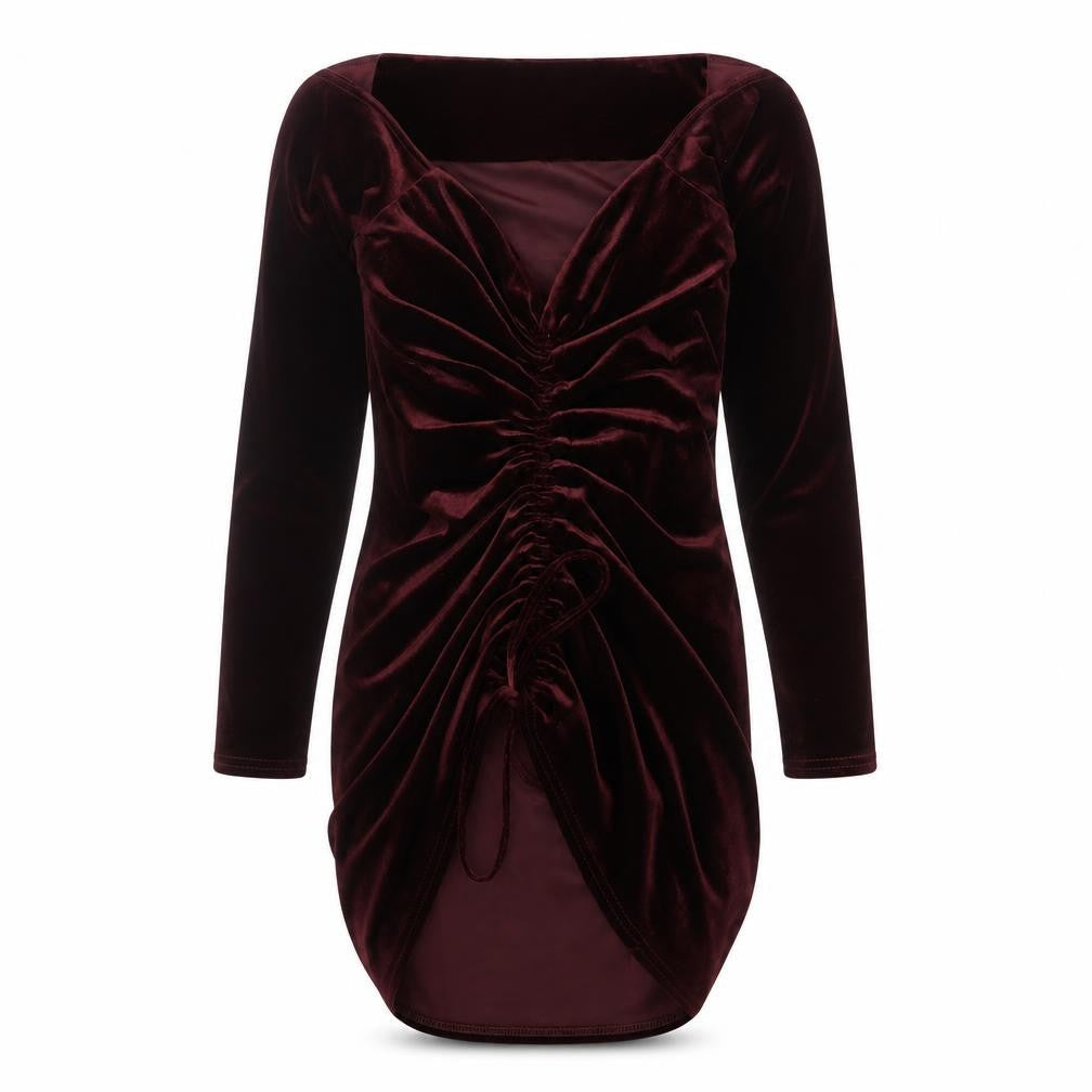 PrettyLittleThing Women's Purple Velvet Ruched Bodycon Mini Dress Size 14