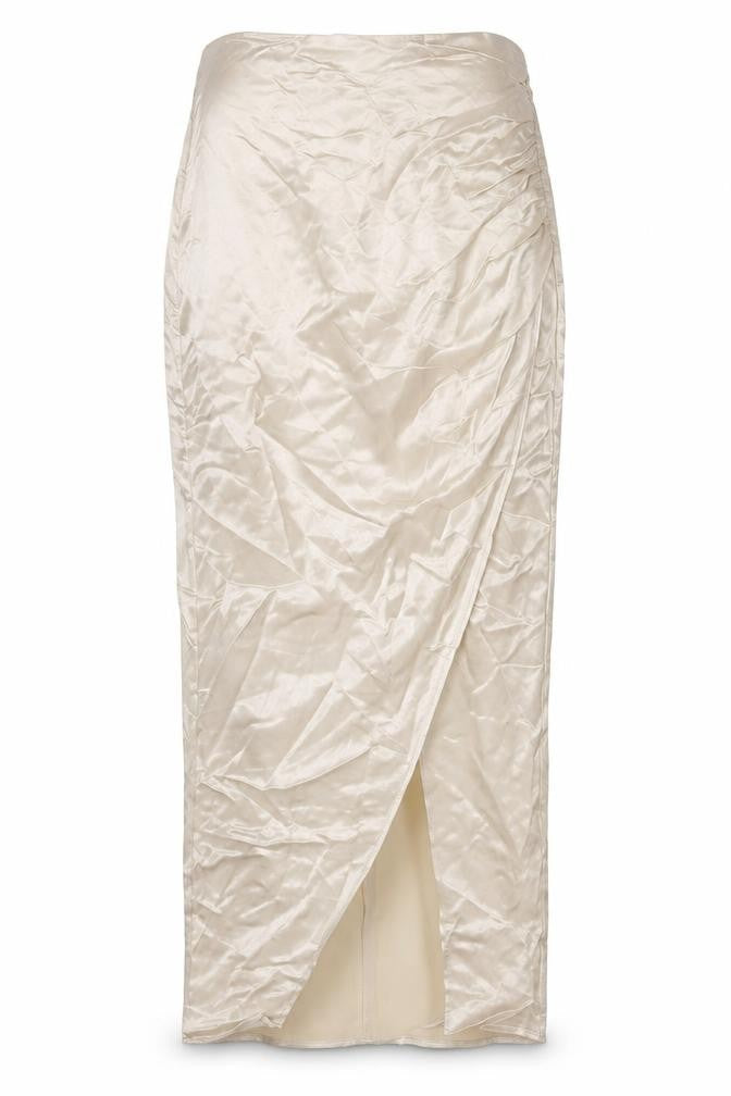 Zara Women’s Beige XS Wrap Midi Skirt High Rise Lined Slit