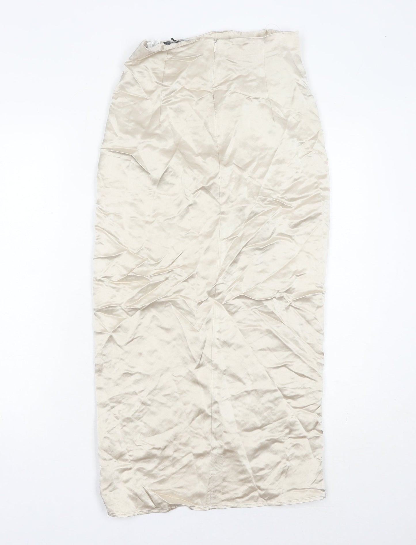 Zara Women’s Beige XS Wrap Midi Skirt High Rise Lined Slit