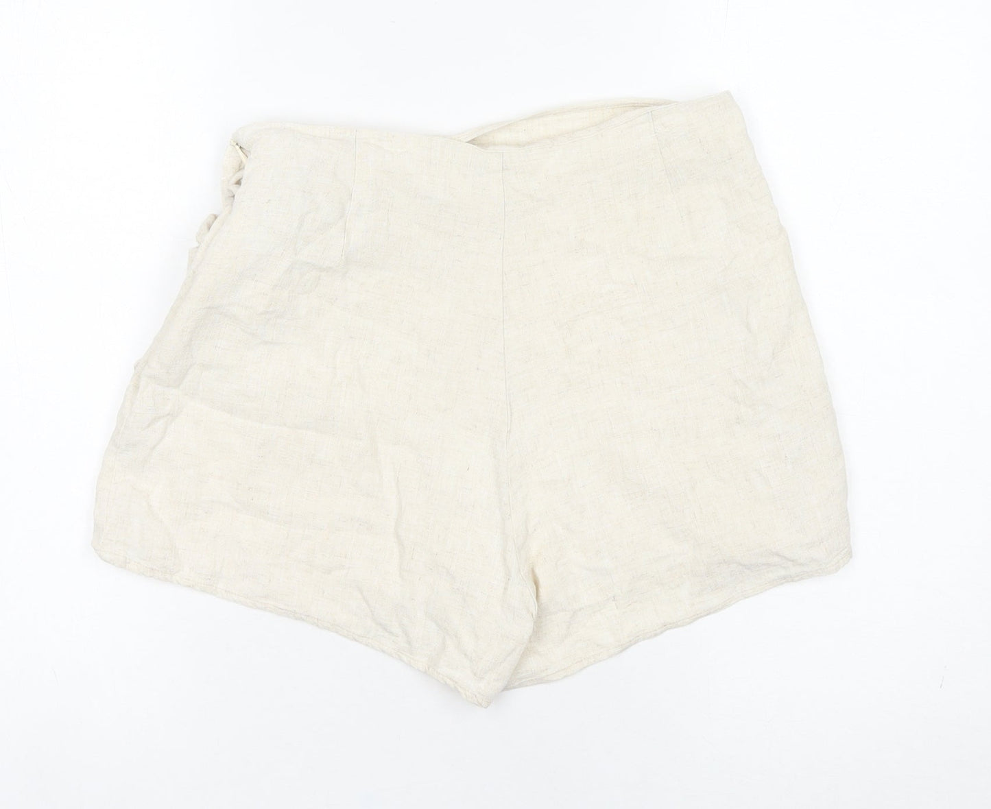 Stradivarius Women’s Ivory Size 10 Wrap Shorts Linen Blend