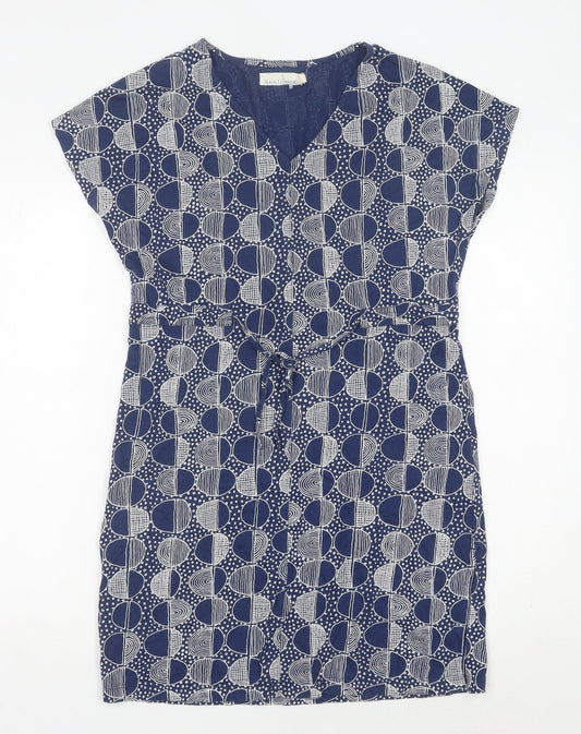 Seasalt Cornwall Women’s Blue Geometric Cotton Shift Dress Size 12