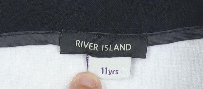 River Island Girls Black White Green Colourblock Pencil Skirt 11 Years