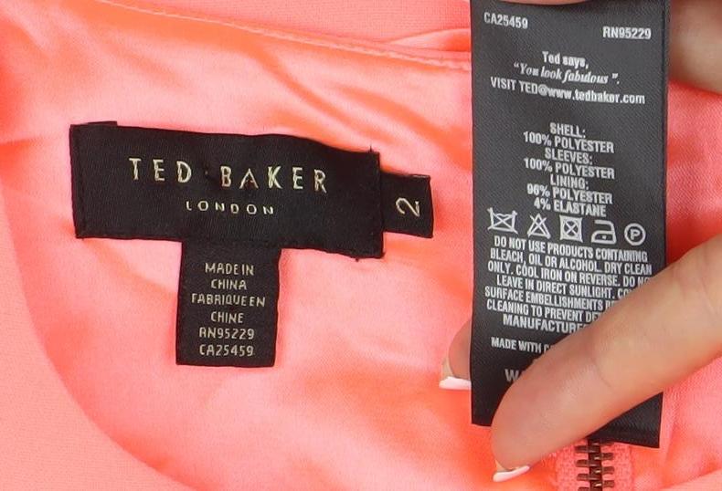Ted Baker Women’s Pink Beaded Sheath Dress Size 10 Knee Length