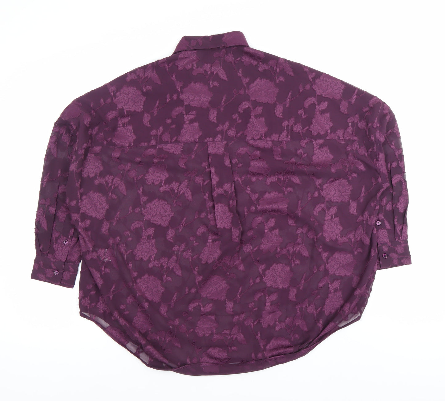 French Connection Women’s Purple Floral Long Sleeve Button-Up Shirt Size 8