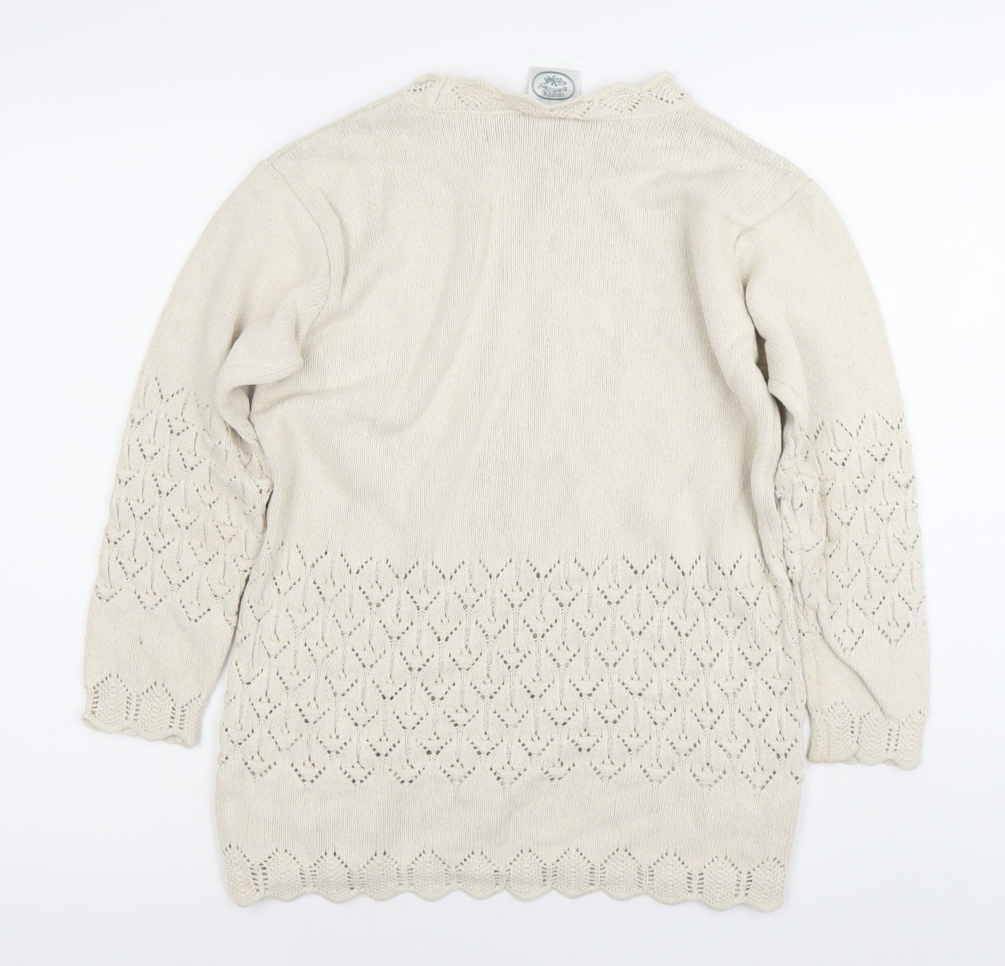 Elyse Panel Women’s Beige Medium Cotton Crochet Knit Jumper