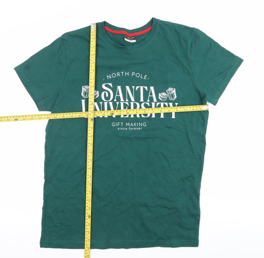AlphaR One Men's Green L Christmas Santa University T-Shirt