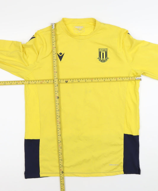 Macron Boys XL Yellow Navy Stoke City Long Sleeve Football Jersey