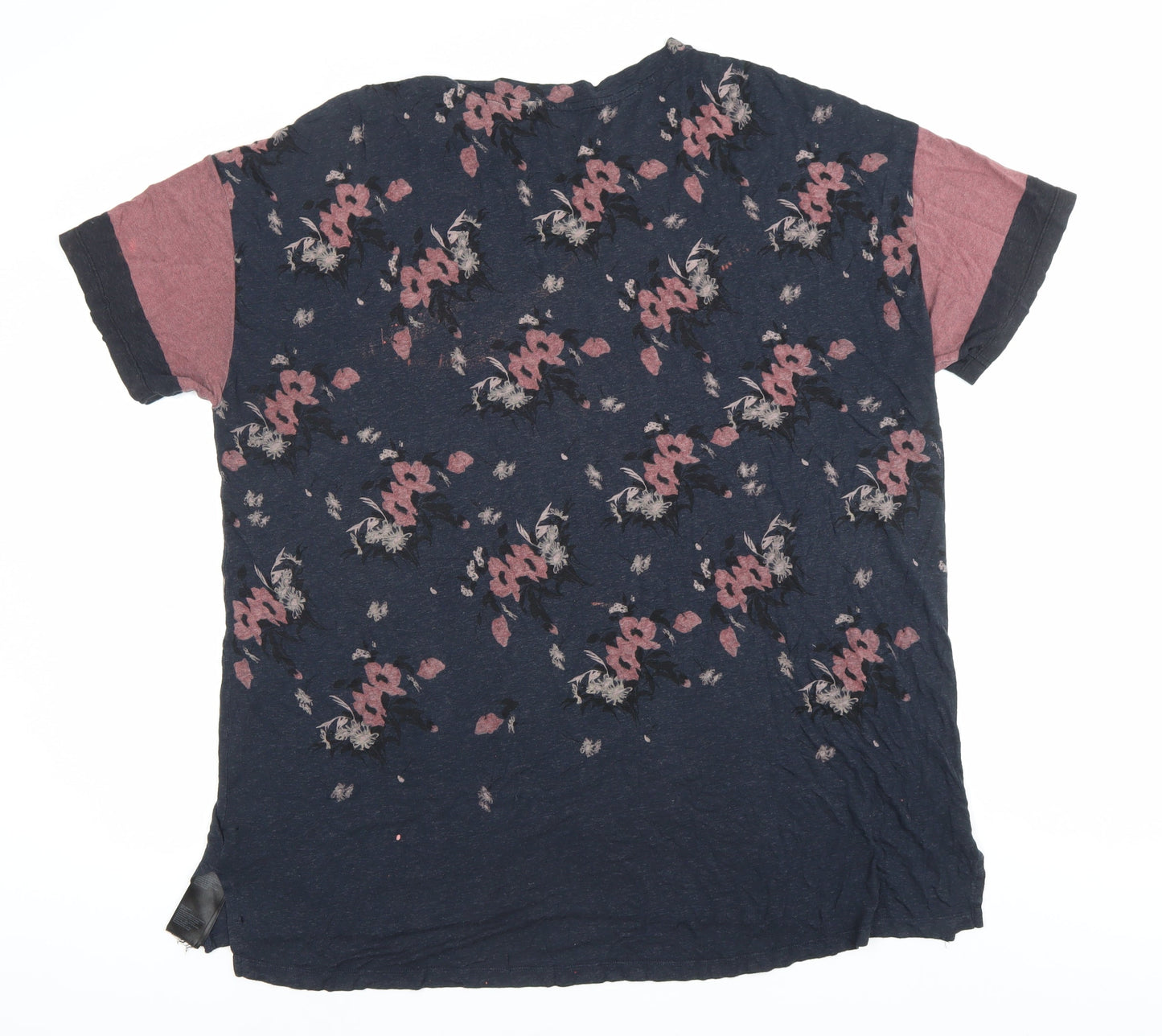 AllSaints Women's Multicoloured Floral T-Shirt L Viscose Wool
