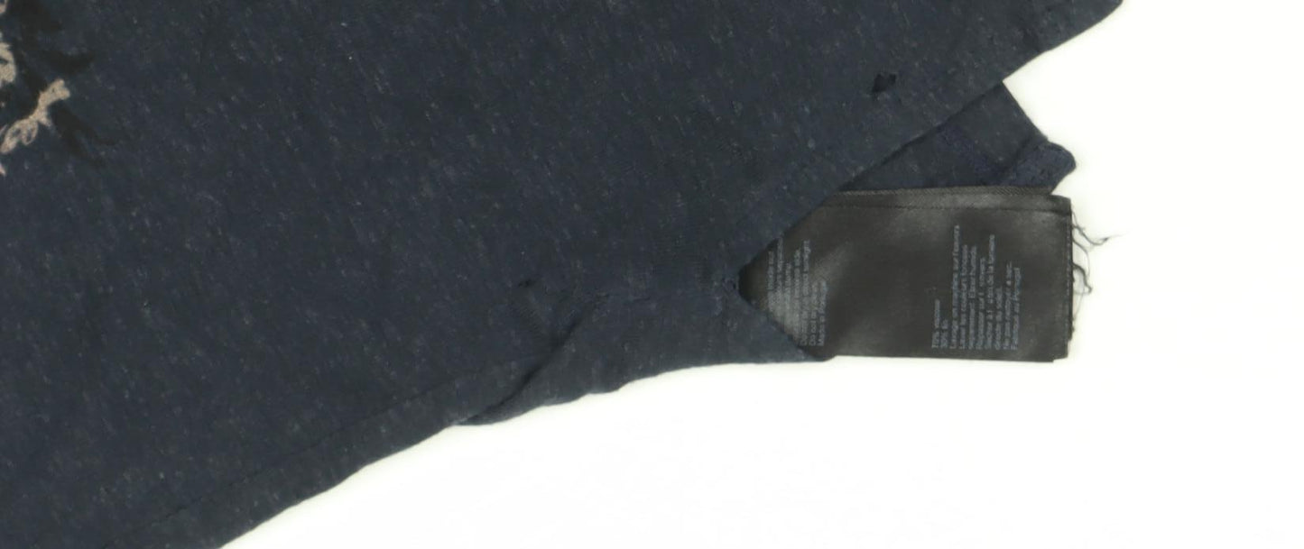 AllSaints Women's Multicoloured Floral T-Shirt L Viscose Wool