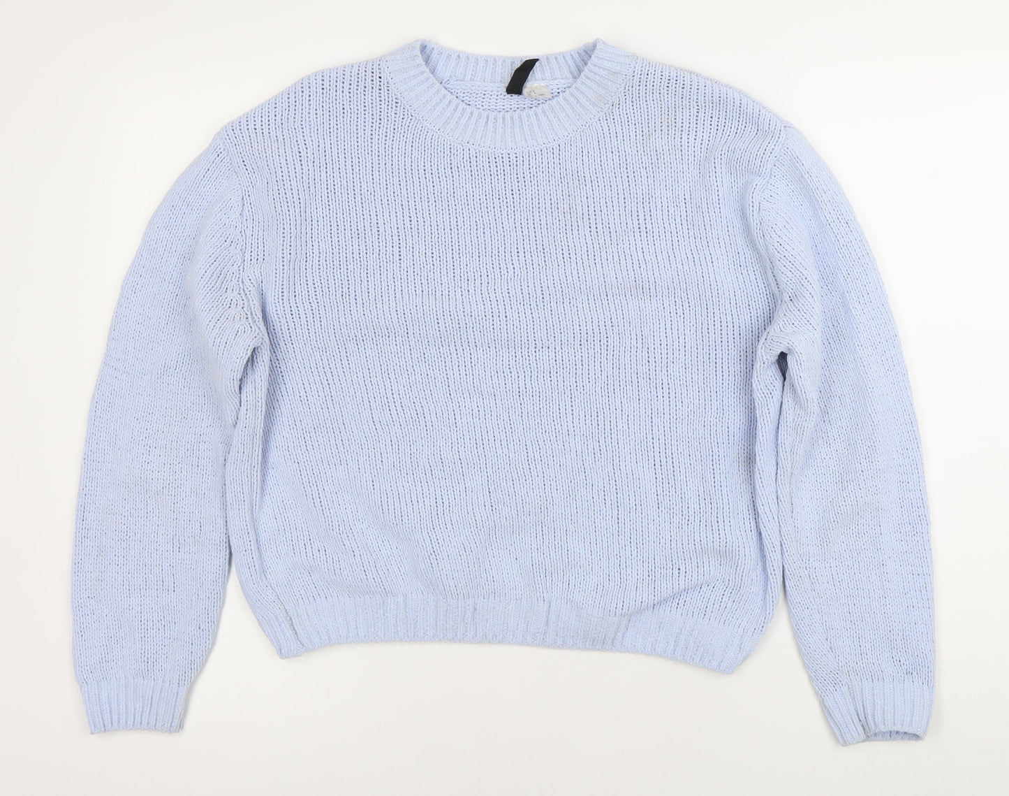 DIVIDED Women's Blue Chunky Knit Crew Neck Jumper Size S