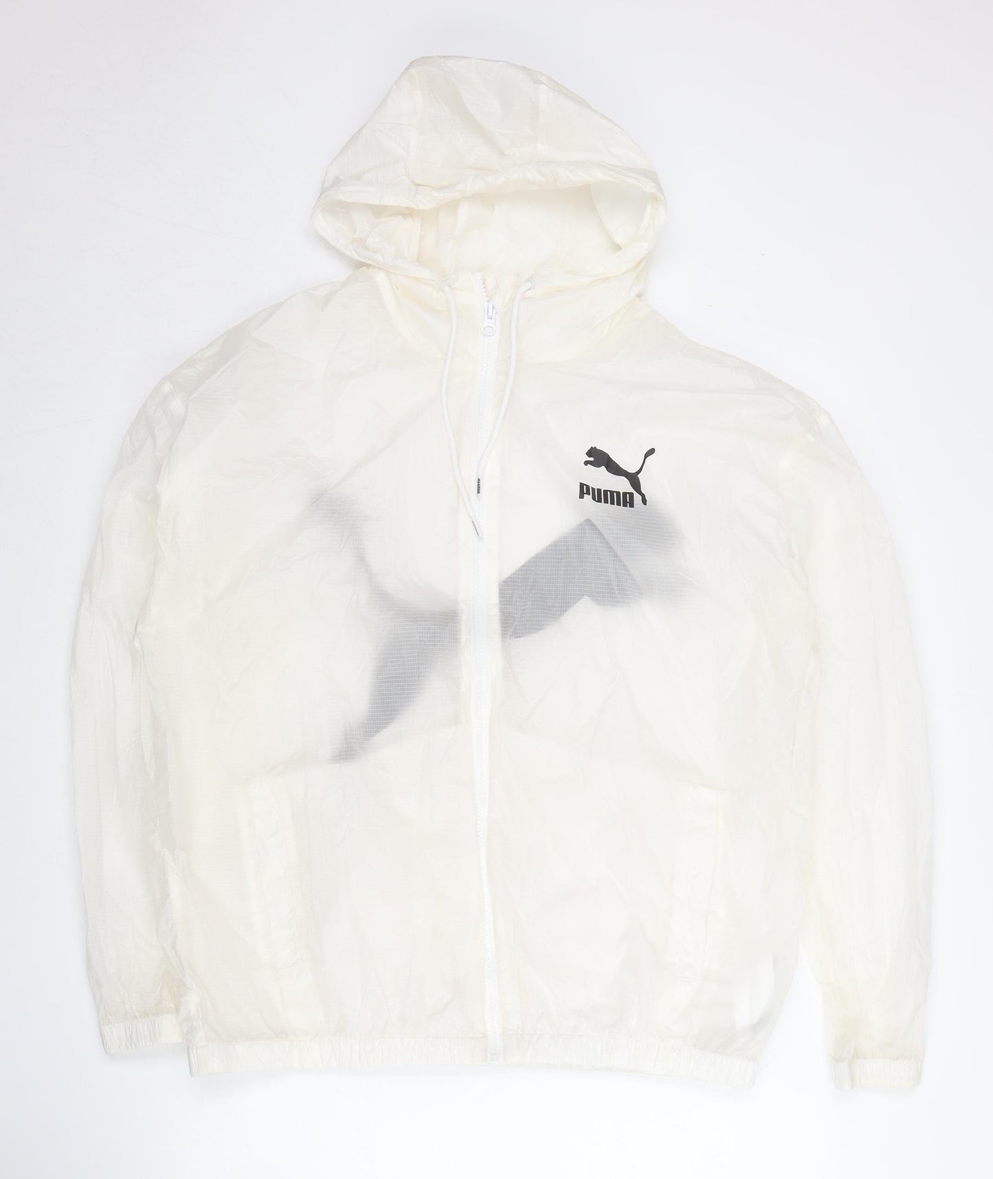 Puma Men’s Ivory Windbreaker Jacket S Lightweight Hooded Nylon