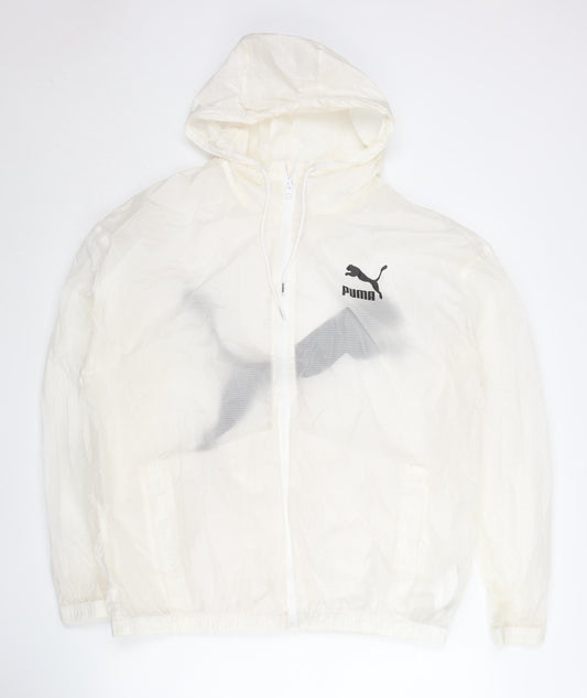 Puma Men’s Ivory Windbreaker Jacket S Lightweight Hooded Nylon