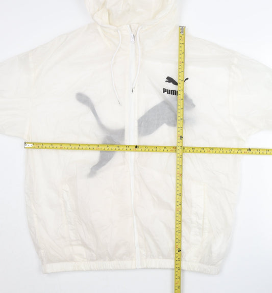 Puma Men’s Ivory Windbreaker Jacket S Lightweight Hooded Nylon