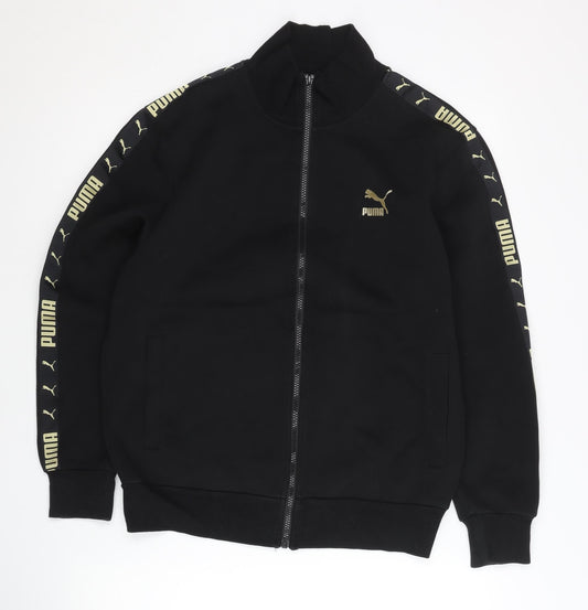 Puma Mens Black XS Track Jacket Full Zip Gold Logo Sportswear
