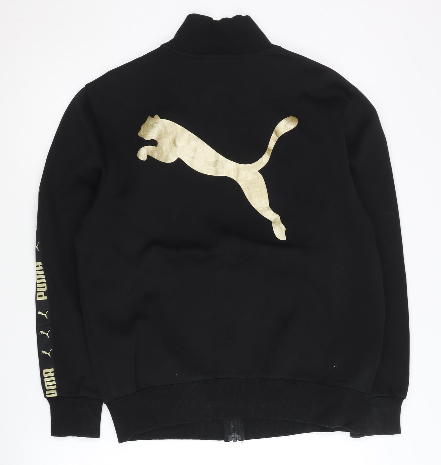 Puma Mens Black XS Track Jacket Full Zip Gold Logo Sportswear