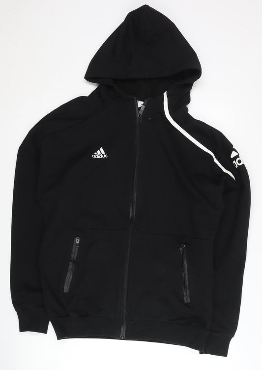 Adidas Women's Black 2XL Track Jacket Hooded Full Zip Cotton Sportswear