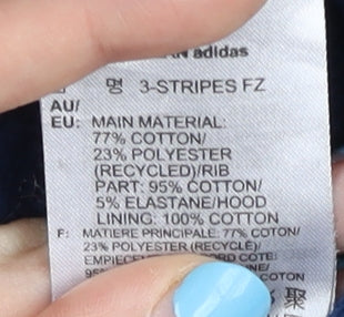 Adidas Men’s Blue Full Zip Hoodie L Logo Jersey Sportswear
