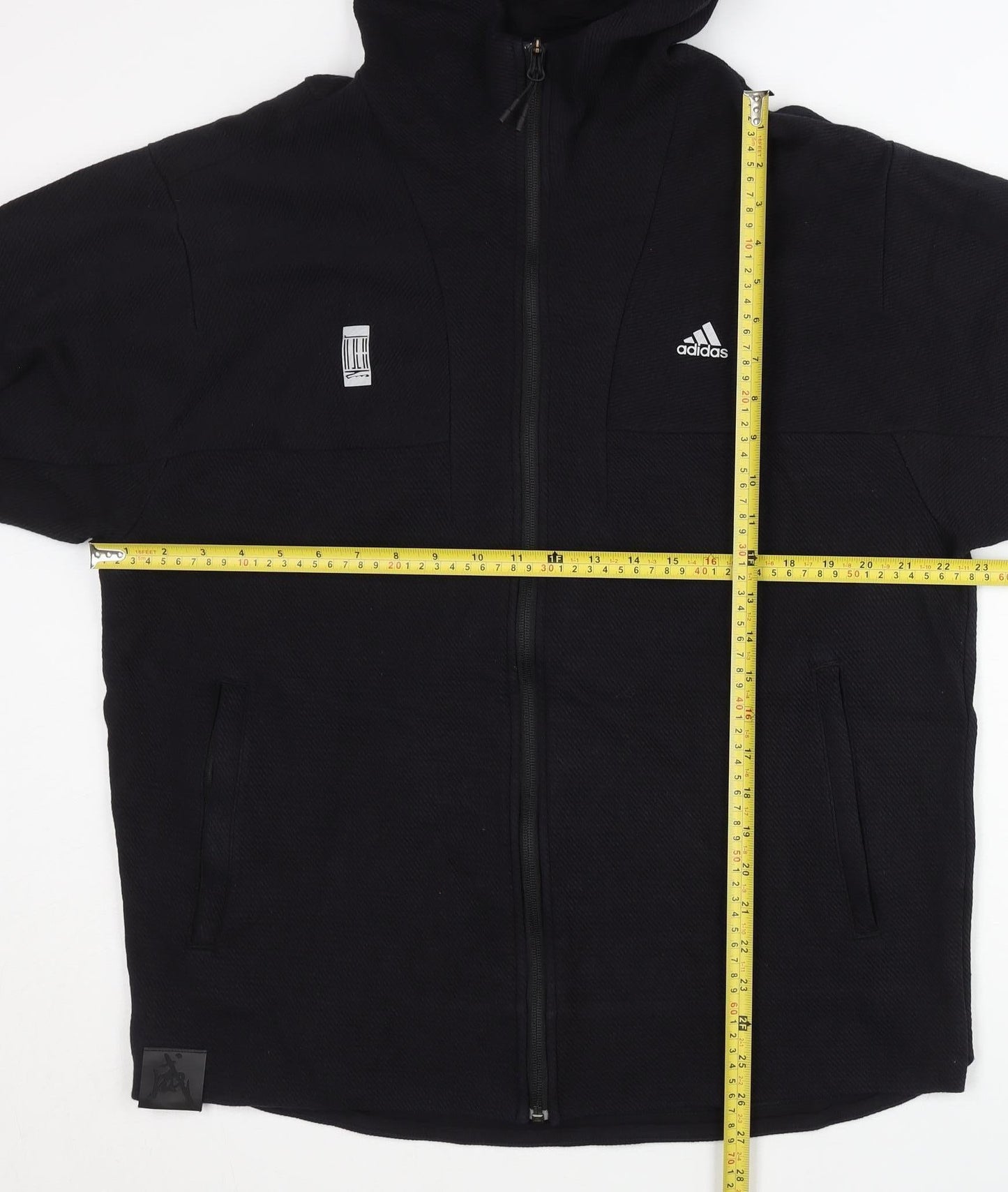 Adidas Men’s Black Full Zip Hoodie L Regular Fit Cotton Sportswear