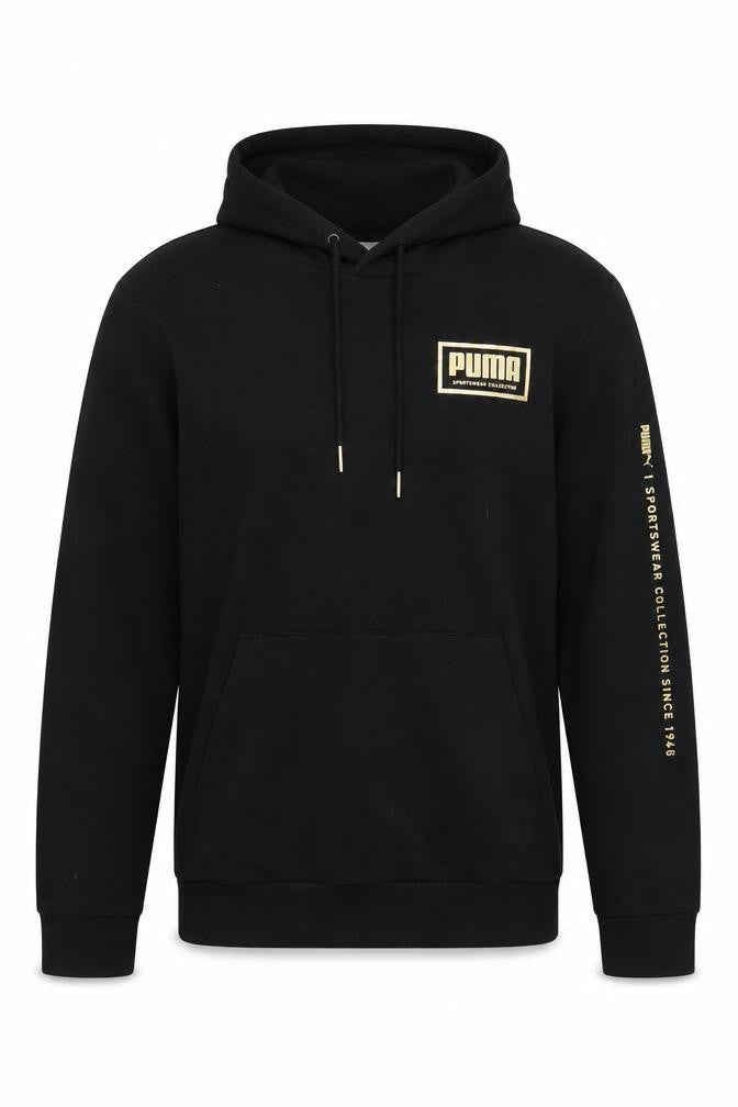 Mens UK S Regular PUMA Black Pullover Hoodie