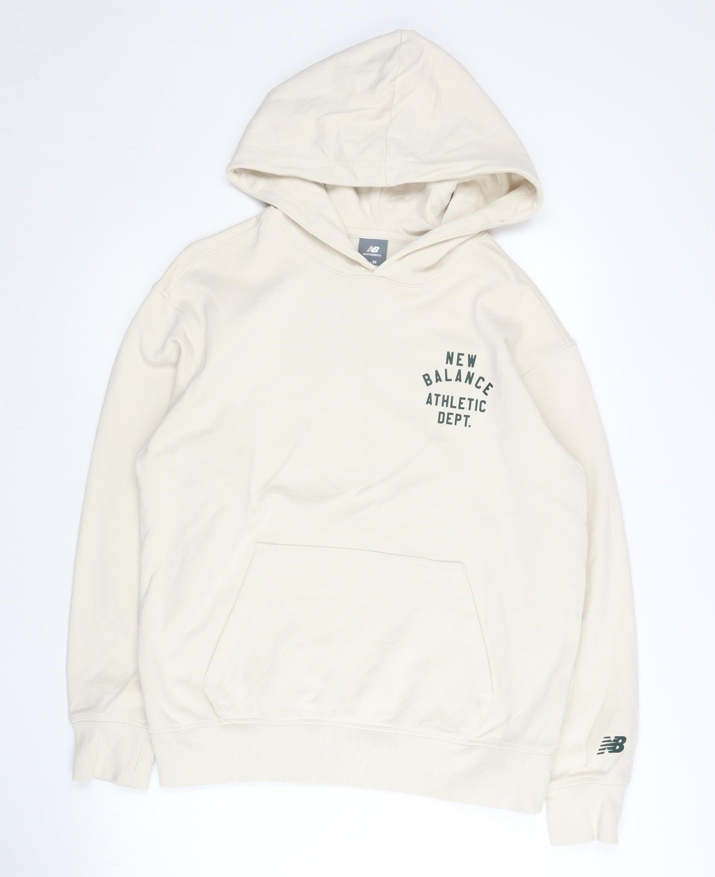 New Balance Men's Beige Pullover Hoodie S Logo Sportswear