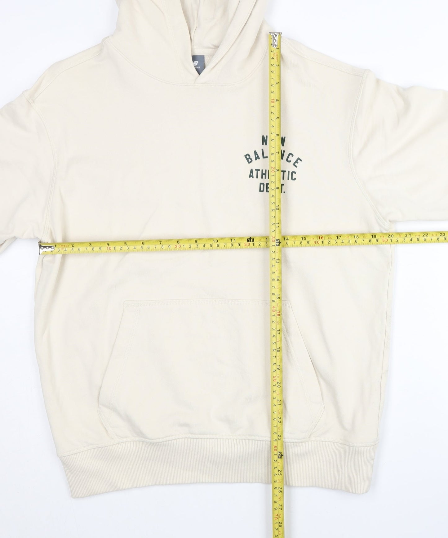 New Balance Men's Beige Pullover Hoodie S Logo Sportswear