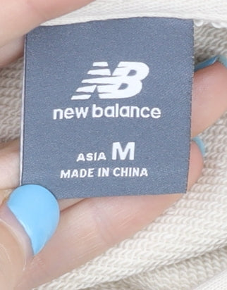 New Balance Men's Beige Pullover Hoodie S Logo Sportswear