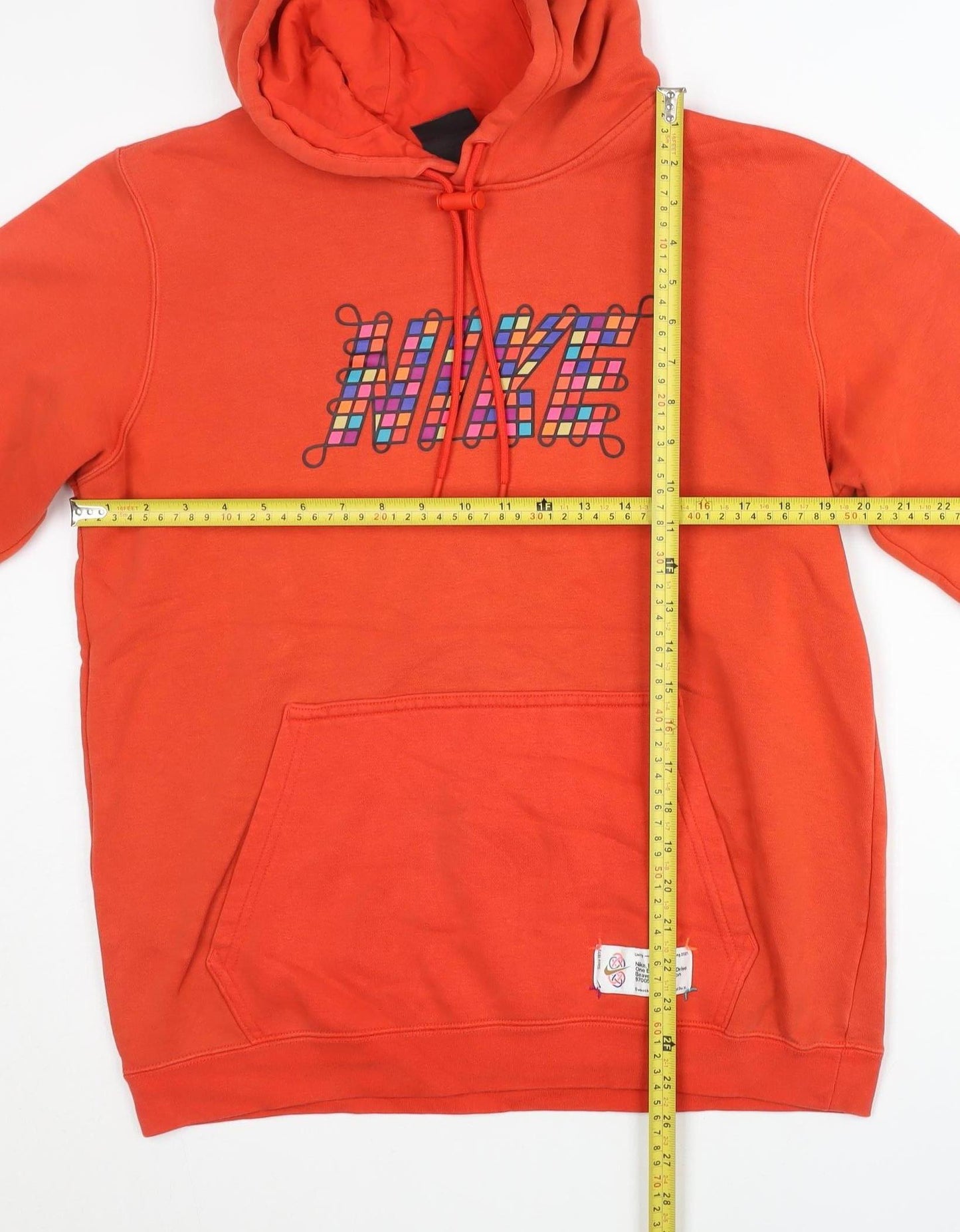 Nike Men’s Orange Pullover Hoodie L Graphic Logo Sportswear