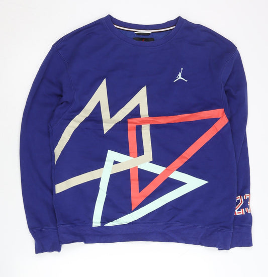Jordan Men’s Blue Graphic Print Crew Neck Sweatshirt L
