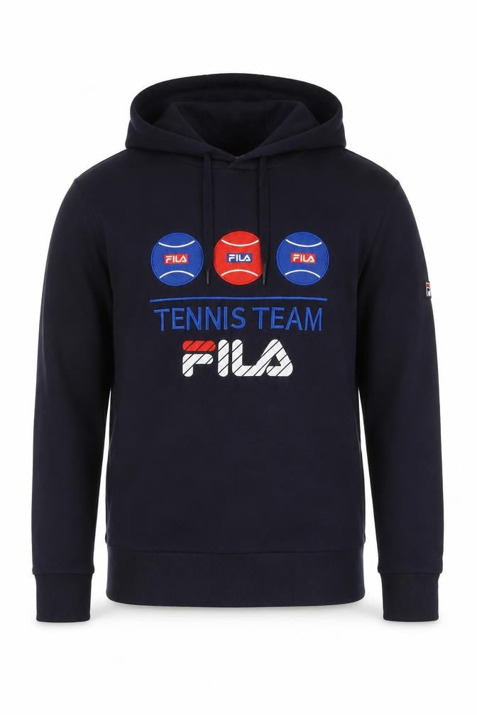 Fila Men's Blue Pullover Hoodie S Embroidered Tennis Sportswear