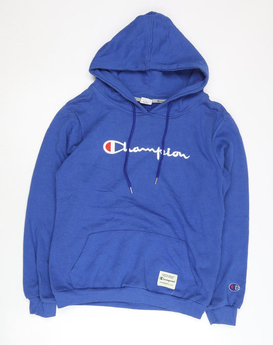 Champion Men's Blue Pullover Hoodie Small Logo Sportswear