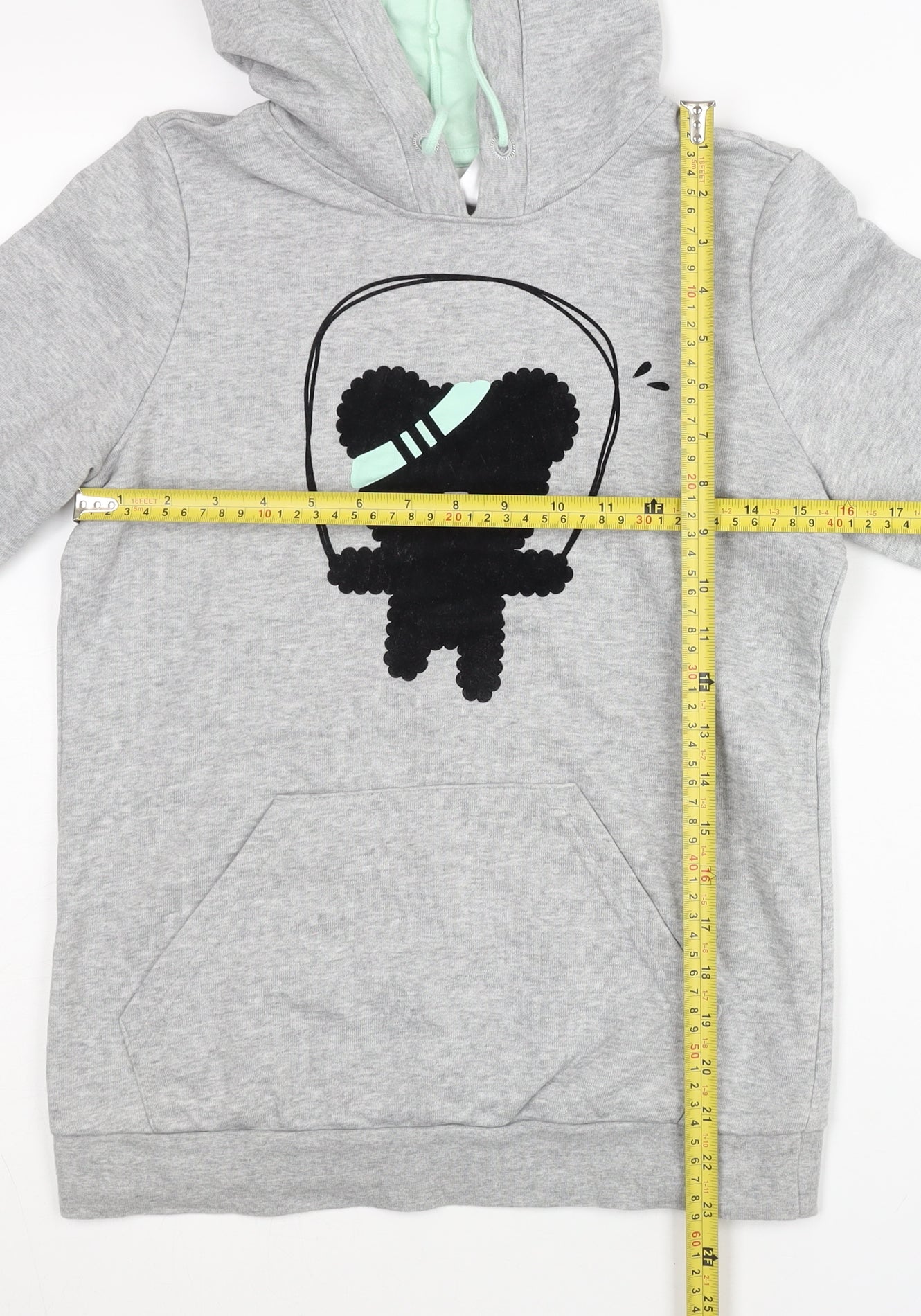 Adidas Womens Grey XS Pullover Hoodie Graphic Print Sportswear