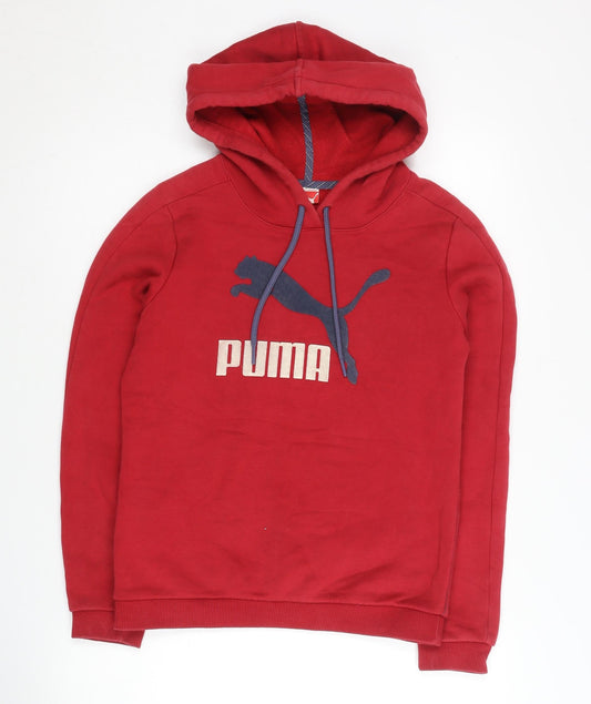 Puma Men's Red Pullover Hoodie Fleece Medium Hooded Logo Autumn Winter