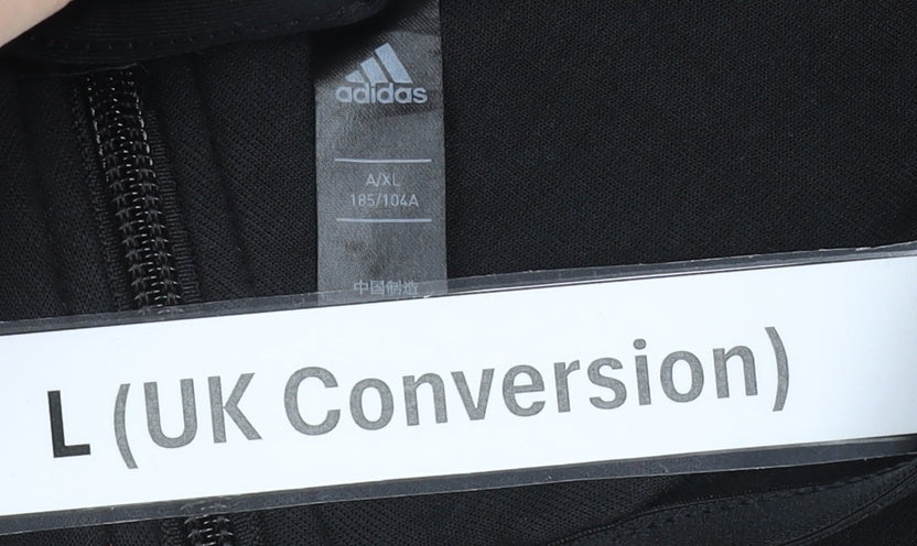 Adidas Men’s Black Full Zip Hoodie L Regular Fit Cotton Blend