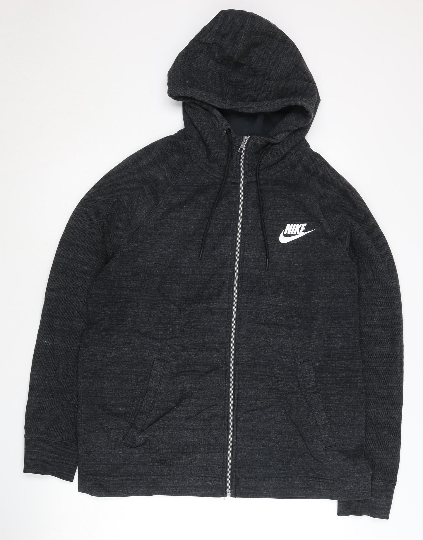 Nike Men’s Black XL Full Zip Hoodie with Logo Pockets