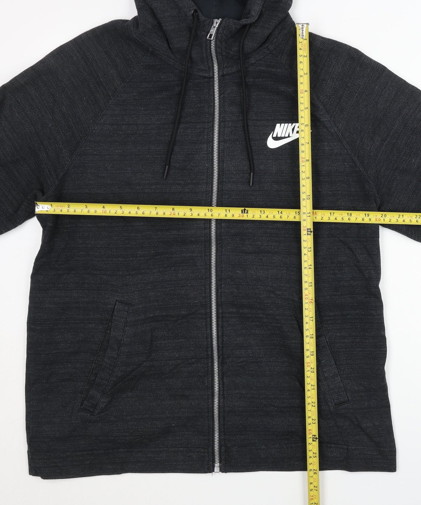 Nike Men’s Black XL Full Zip Hoodie with Logo Pockets