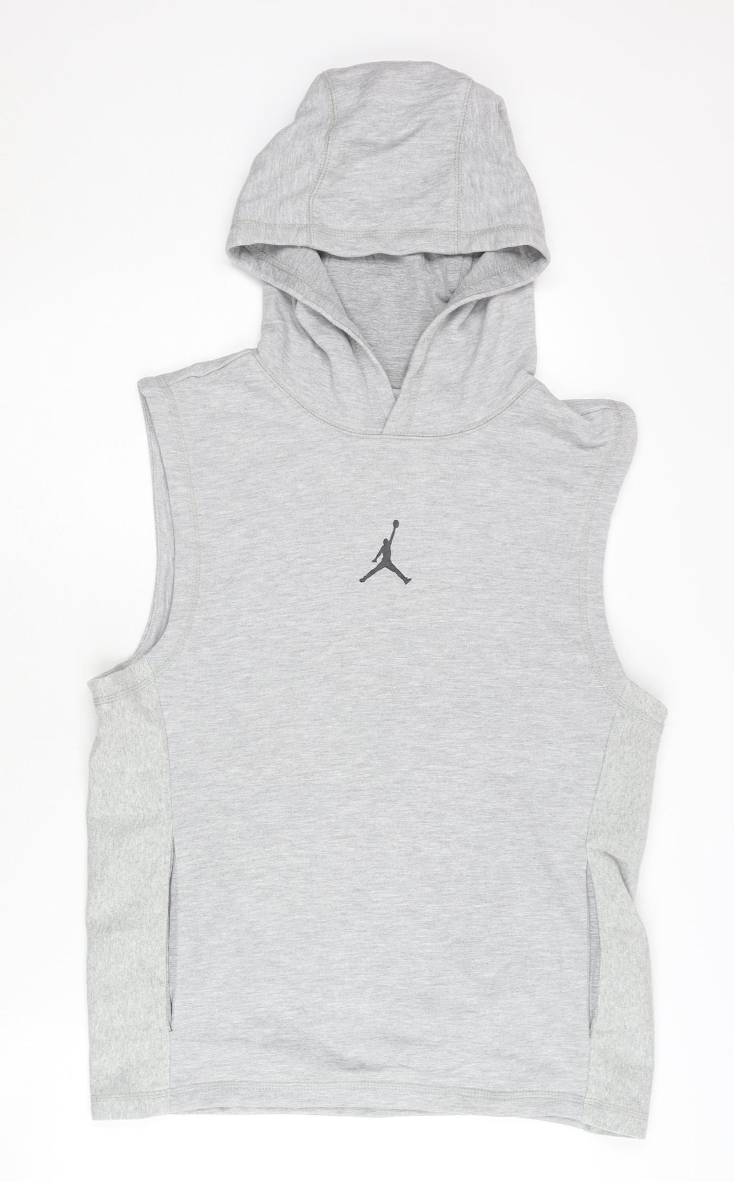Jordan Mens Grey Sleeveless Hoodie Vest Size S Sports Gym Lightweight
