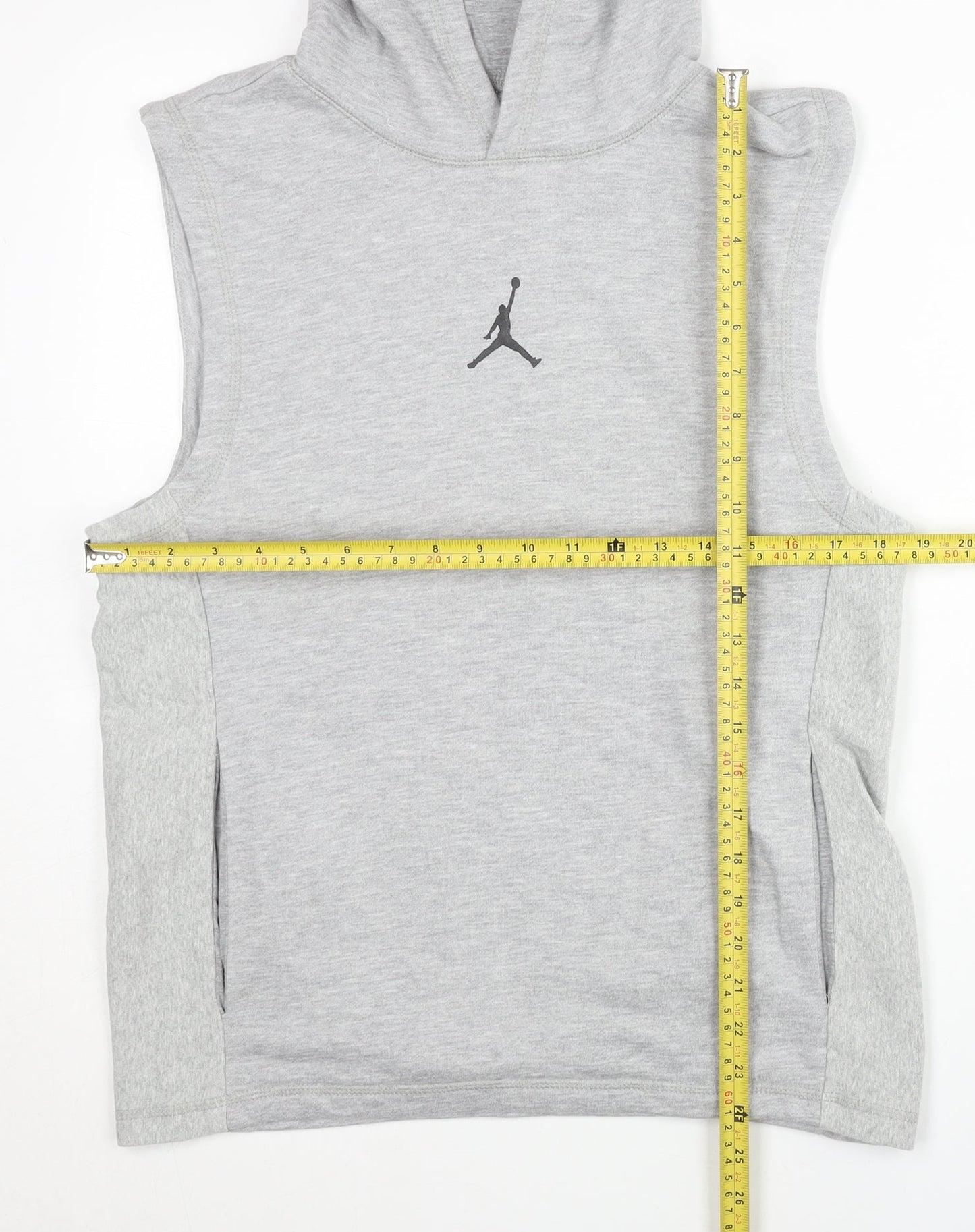 Jordan Mens Grey Sleeveless Hoodie Vest Size S Sports Gym Lightweight