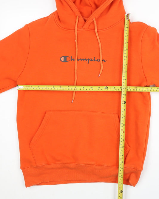 Champion Men's Orange Pullover Hoodie Medium Fleece Logo Sportswear
