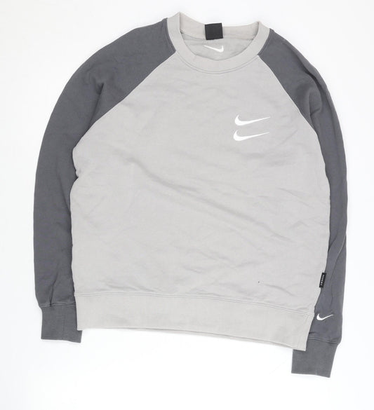 Nike Mens Grey Raglan Sleeve Crew Neck Logo Sweatshirt M