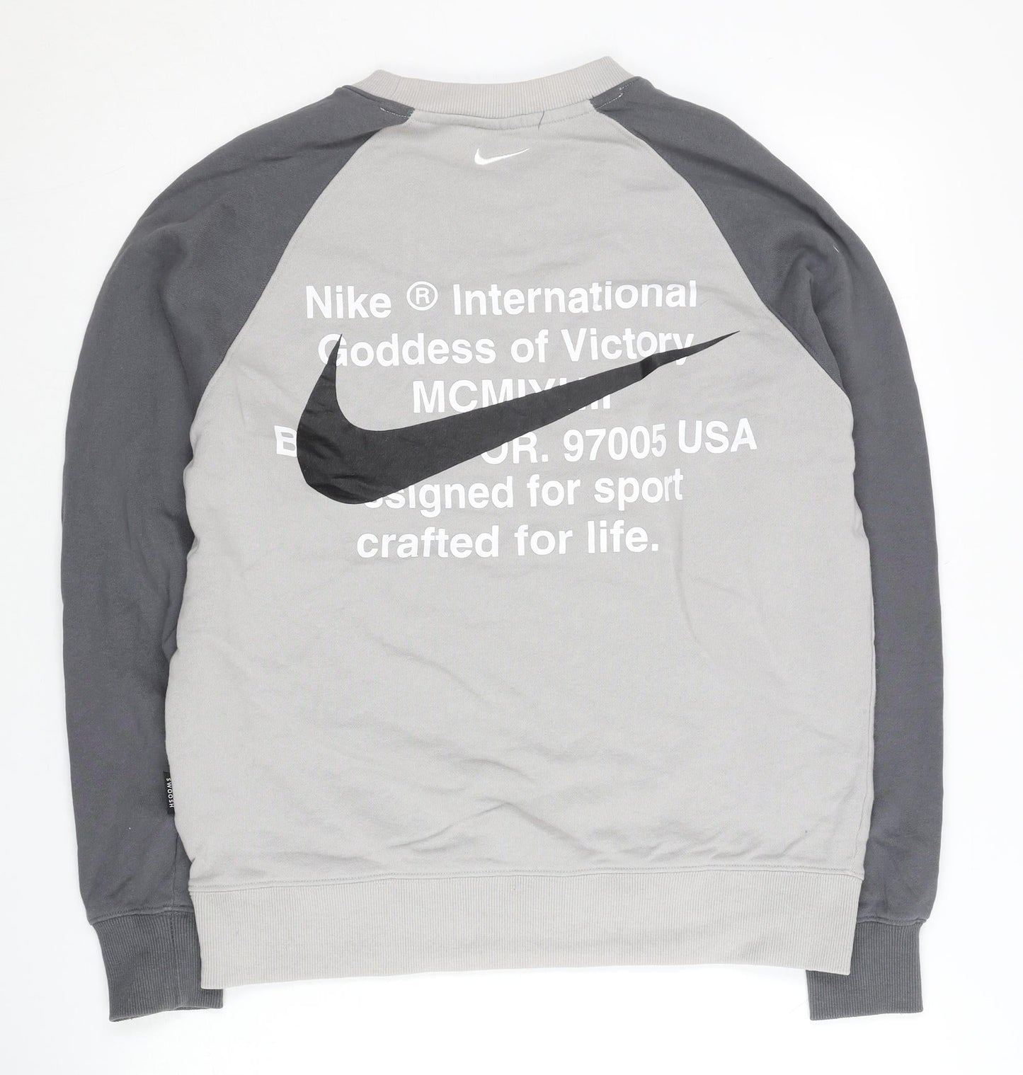 Nike Mens Grey Raglan Sleeve Crew Neck Logo Sweatshirt M