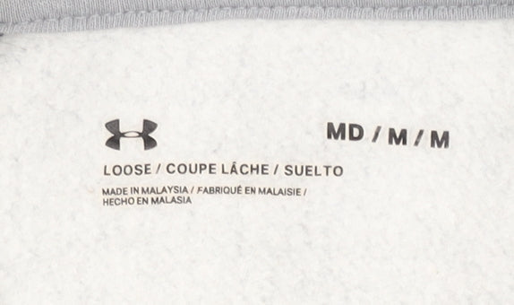 Under Armour Men’s Grey Pullover Hoodie M Relaxed Fit Logo Fleece