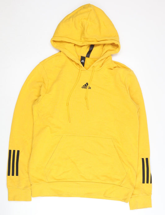 Adidas Men's Yellow Pullover Hoodie M Logo Sportswear