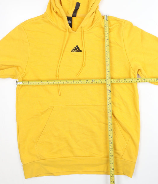 Adidas Men's Yellow Pullover Hoodie M Logo Sportswear