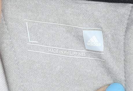 Adidas Men's Grey Full Zip Hoodie L Sports Logo High Neck