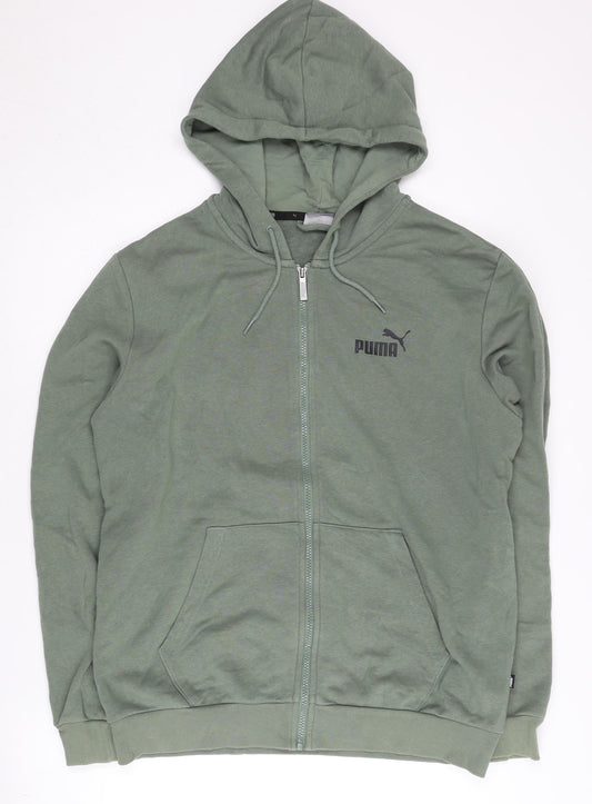 Puma Men’s Green Full Zip Hoodie L Jersey Cotton Blend