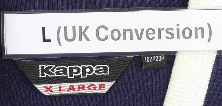 Kappa Men’s Blue Grey White Varsity Jacket L Regular Fit Cotton