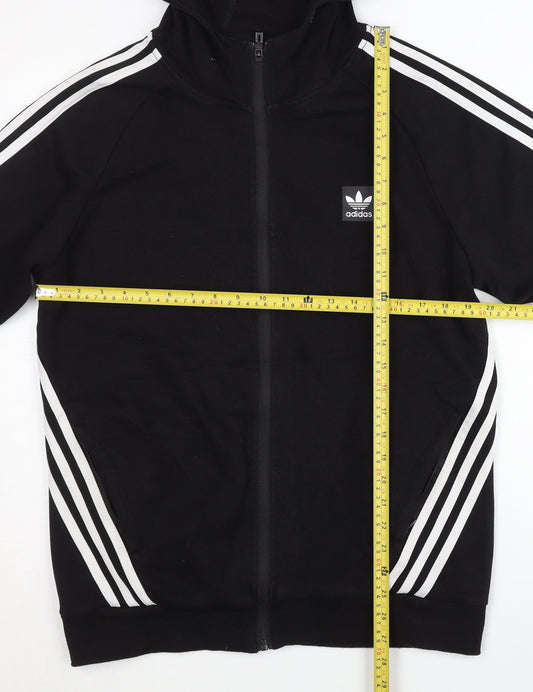 Adidas Men’s Black Full Zip Hoodie XL Jersey Cotton Sportswear